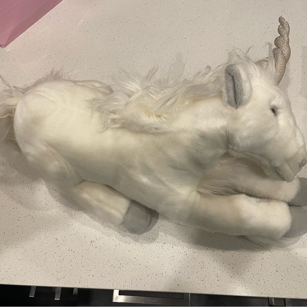 Disney Store Plush White Unicorn w/ Silver Horn 19" Narnia Prince Caspian